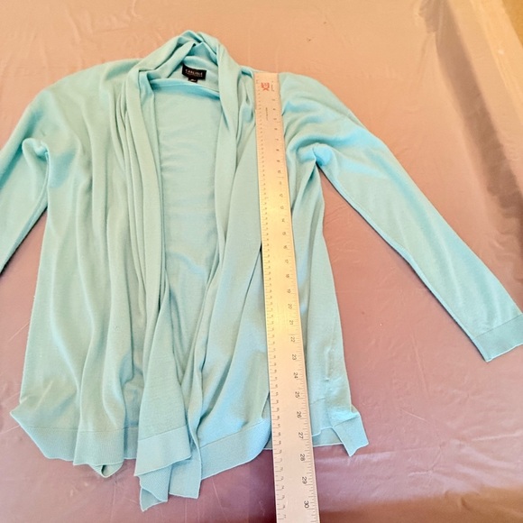 NWOT Carlisle Mint Green Cashmere Open Front Draped Cardigan Size XL MSRP $495 - Picture 6 of 10